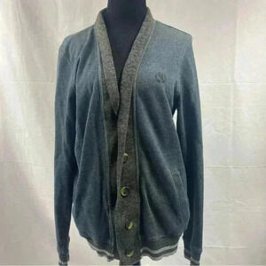 Chevignon Sweater Cardigan Blue &  Gray Winter Button Grey Warm Medium Jacket